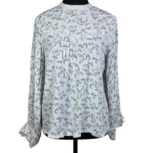 Marks & Spencer White Blouse with Navy Floral Design Ans Delicate Embroidery 6